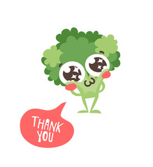 Cartoon drawing veggie emoji. Hand drawn emotional meal.Actual Vector illustration abroccoli. Creative ink art work food and word