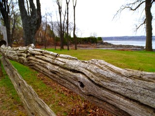 Fototapeta na wymiar North America, Canada, Orleans Island, old wooden fencing