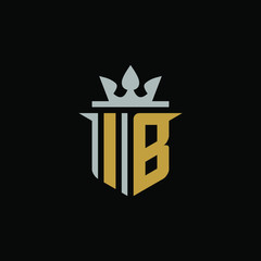 	 Initial Letter IB with Shield King Logo Design	