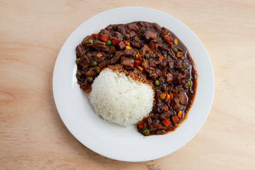 Black bean sauce with rice which is called Jjajangbap in Korea