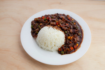 Black bean sauce with rice which is called Jjajangbap in Korea