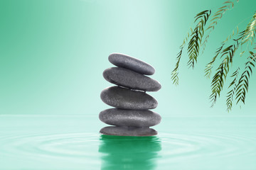 zen stone on the water with copy space for your text