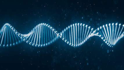 DNA strand concept. Medical, science, genetics background. Biotechnology, gene cell, rna structure. 3d rendering - obrazy, fototapety, plakaty
