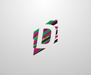 Letter D Logo. Abstract D letter design, made of various geometric shapes in color.