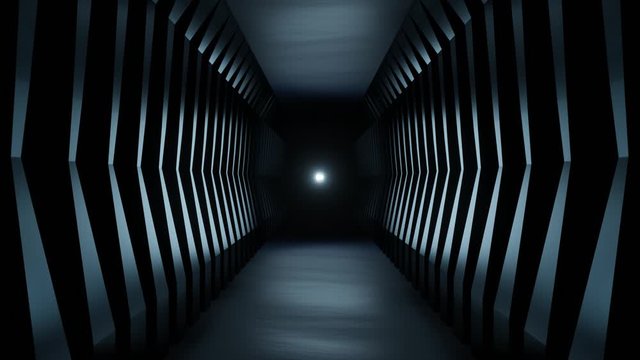 Light at the end of the tunnel scifi spaceship corridor or near death experience concept.
