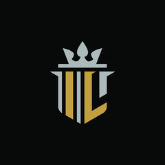 	 Initial Letter IL with Shield King Logo Design	