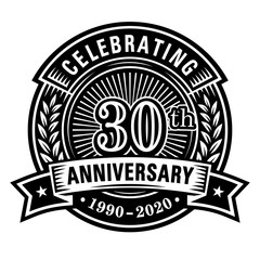 30 years of celebrations design template. 30th logo. Vector and illustrations.
