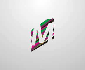 Letter M Logo. Abstract M letter design, made of various geometric shapes in color.