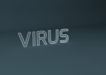 3d render or 3d illustration of virus sign with little spider on grey background