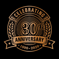 30 years of celebrations design template. 30th logo. Vector and illustrations.