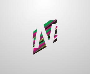 Letter N Logo. Abstract N letter design, made of various geometric shapes in color.