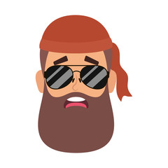 motorcyclist man with beard and sunglasses head