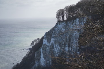 Famous Koenigsstuhl, bright white chalk cliff on island Rugia, Germany