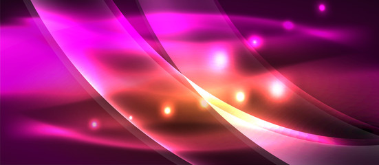 Abstract background. Shiny design neon waves with light effects, techno trendy design. Vector Illustration For Wallpaper, Banner, Background, Card, Book Illustration, landing page