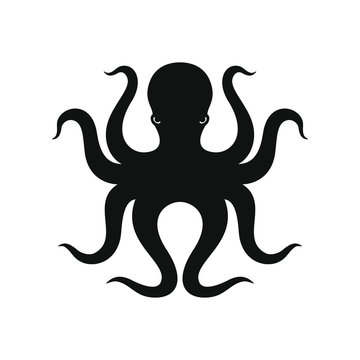 Octopus graphic icon. Octopus black sign isolated on white background. Sea life symbol. Vector illustration