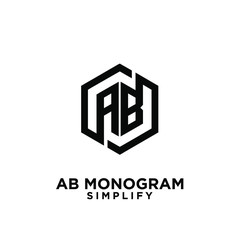 ab, ba, a b initial monogram hexagon letter black logo design