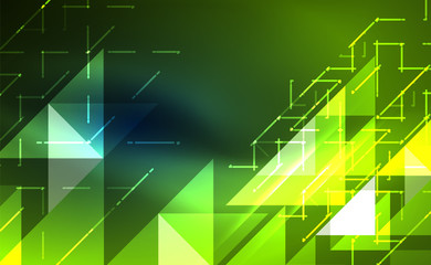 Abstract background, mosaic triangle pattern with transparent effects on glowing neon shiny backdrop. Vector Illustration For Wallpaper, Banner, Background, Card, Book Illustration, landing page