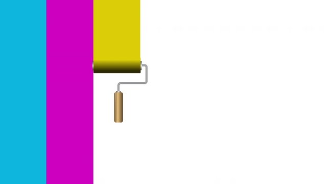 paint roller- colorful lines, coloured strip- animation of rolls of multi-colored 