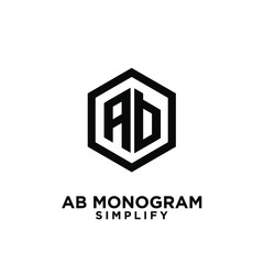 ab, ba, a b initial monogram hexagon letter black logo design