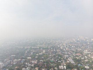 Fototapeta na wymiar Air pollution remains at hazardous levels PM 2.5 pollutants dust and smoke PM2.5 aerial view