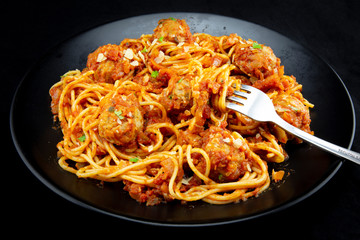 Spaghetti and Meatballs with Parmesan cheese