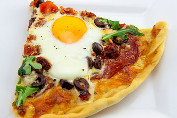Chorizo and egg pizza