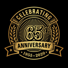 65 years of celebrations design template. 65th logo. Vector and illustrations.