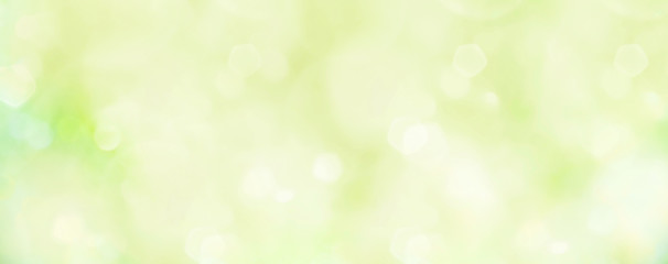 Spring background - abstract banner - green blurred bokeh lights 