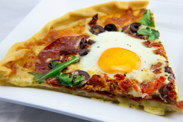 Chorizo and egg pizza