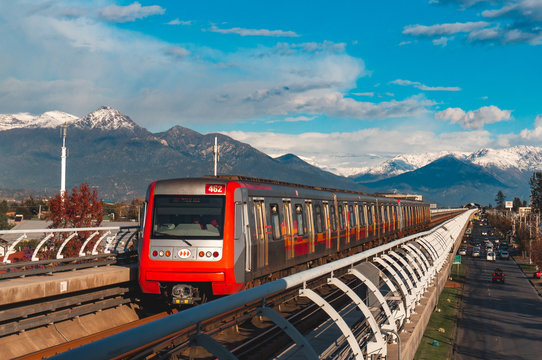 SANTIAGO, CHILE - MAY 2017:  A Metro De Santiago Train In Line 4