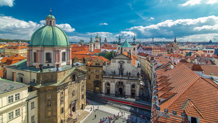 Church of St. Francis of Assisi and St. Salvator Church in Prague timelapse.