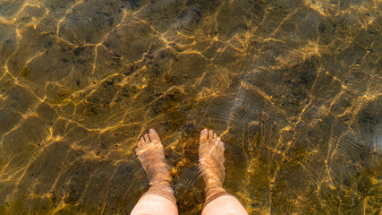 lago, agua, naturaleza, pies, bajo el agua, playa, paz