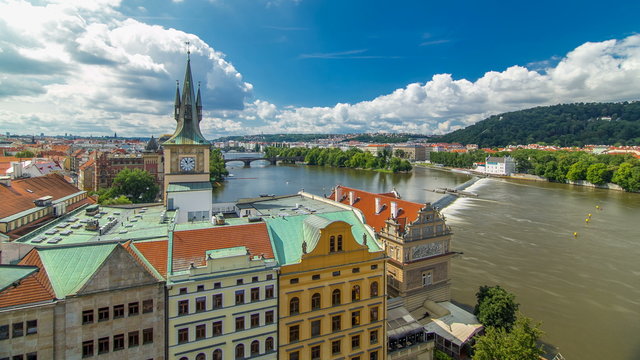 Staromestsky water tower timelapse in Prague, the Czech Republic