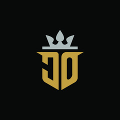 	 Initial Letter JO with Shield King Logo Design	