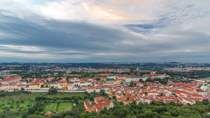 Obraz premium Wonderful timelapse View To The City Of Prague From Petrin Observation Tower In Czech Republic