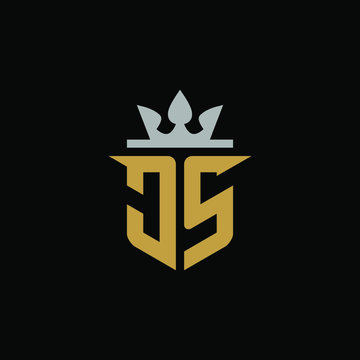 	 Initial Letter JS with Shield King Logo Design	