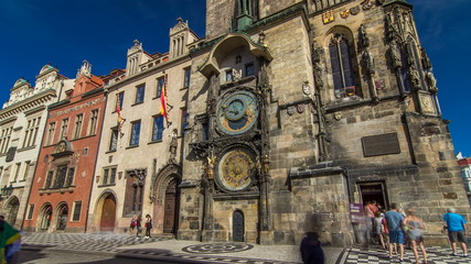Fototapeta na wymiar Prague Astronomical Clock timelapse in the Old Town Square, Prague, Czech Republic