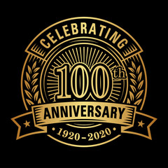 100 years of celebrations design template. 100th logo. Vector and illustrations.