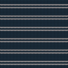 Knitted pattern in dark blue and light grey with horizontal double stripes. Seamless knit texture for winter scarf, hat, top, socks, or other everyday winter or autumn textile design.