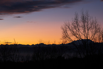 Obraz na płótnie Canvas Sunset on Varese Region, Italy.