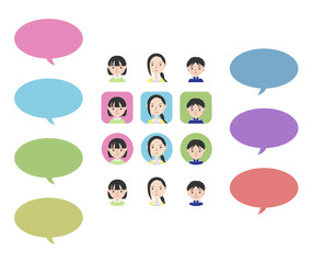 母子家庭な核家族の顔アイコン