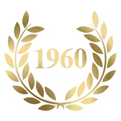 Year 1960 gold laurel wreath vector isolated on a white background 