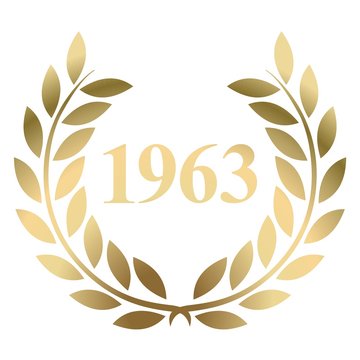 Year 1963 gold laurel wreath vector isolated on a white background 