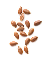 Flax seed on white background.