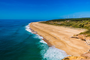 Fototapeta na wymiar Nazare North Beach - Forte De Sao Miguel, Portugal