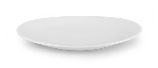 empty white plate isolate on white background