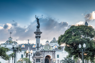 Plaza Grande, historical center of Quito, founded in the 16th century on the ruins of an Inca city, Ecuador