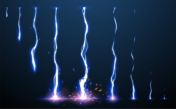 Lightning animation set with sparks
