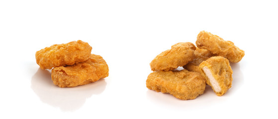 Fried chicken nuggets isolated on white background