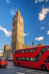 Fotobehang Big Ben with red bus in London, England, UK © Tomas Marek